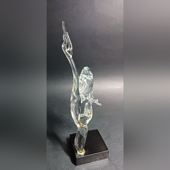 Hand Blown Glass Crystal Owl and Black Marble Sculpture 🦉 - Picture 4 of 7